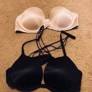 Two 34B bras, brand new, strapless & push up